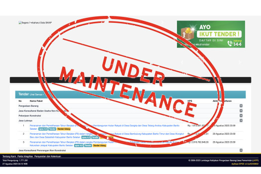 Gambar Maintenance Server Portal Pengadaan Nasional (INAPROC) 26 s.d 27 Agustus 2023
